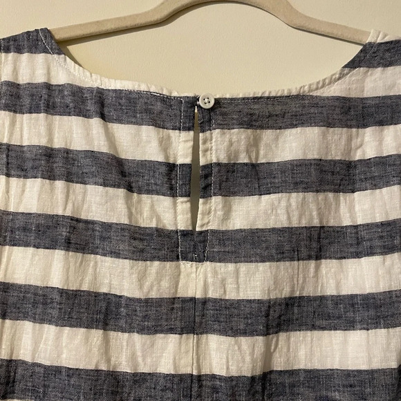 Beachlunchlounge Blue and White Nautical Stripe Linen Cotton Blend Dress Medium - Picture 5 of 9